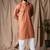 Reddish orange color rayon fabric festive wear ethnic men's embroidered kurta payjama