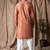 Reddish orange color rayon fabric festive wear ethnic men's embroidered kurta payjama