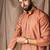 Reddish orange color rayon fabric festive wear ethnic men's embroidered kurta payjama