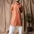 Reddish orange color rayon fabric festive wear ethnic men's embroidered kurta payjama