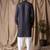 Dark blue color rayon fabric festive wear ethnic men's embroidered kurta payjama