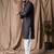 Dark blue color rayon fabric festive wear ethnic men's embroidered kurta payjama