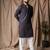 Dark blue color rayon fabric festive wear ethnic men's embroidered kurta payjama