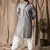 Grey color rayon fabric festive wear ethnic men's embroidered kurta payjama