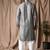 Grey color rayon fabric festive wear ethnic men's embroidered kurta payjama
