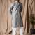 Grey color rayon fabric festive wear ethnic men's embroidered kurta payjama