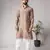 Brown color modal silk fabric printed festive wear men's kurta payjama