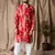 Red color modal silk fabric printed festive wear men's kurta payjama