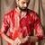 Red color modal silk fabric designer printed festive wear men's kurta payjama