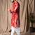 Red color modal silk fabric designer printed festive wear men's kurta payjama