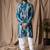 Blue color modal silk fabric designer printed festive wear men's kurta payjama