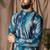 Blue color modal silk fabric designer printed festive wear men's kurta payjama
