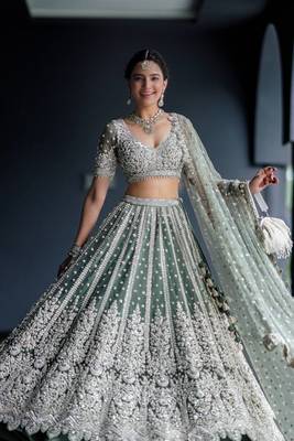 Amazing Sea Green Net with Dori & sequence work Lehenga Choli At Wedding Function  1