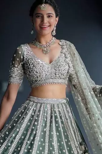 Amazing Sea Green Net with Dori & sequence work Lehenga Choli At Wedding Function 