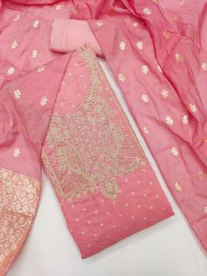 pink chanderi banarasi silk dress material 2