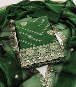 green embroidered chanderi dress material