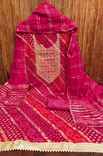 pink embroidered dress material