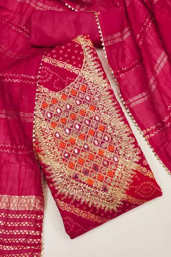 pink embroidered dress material