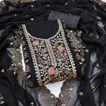 Black georgette suit set with embroidery  1