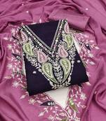 purple embroidered dress material with pink dupatta