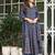 Blue cotton cambric printed anarkali kurti with pant & mulmul dupatta, hand & mirror work