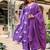 Purple cotton satin a-line kurti with pant & kota check dupatta | zari & lace work