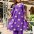 Purple cotton satin a-line kurti with pant & kota check dupatta | zari & lace work