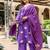 Purple cotton satin a-line kurti with pant & kota check dupatta | zari & lace work