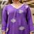 Purple cotton satin a-line kurti with pant & kota check dupatta | zari & lace work