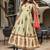 Light green cotton cambric anarkali kurti with pant & dupatta | hand work & side tassels