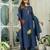 Blue cotton cambric a-line dyed kurti with palazzo & dupatta | embroidery, hand adda & lace work