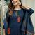 Blue cotton cambric a-line dyed kurti with palazzo & dupatta | embroidery, hand adda & lace work