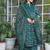 Teal cotton a-line kurti with pant & dupatta | hand embroidery & printed work