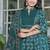 Teal cotton a-line kurti with pant & dupatta | hand embroidery & printed work