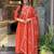 Rust orange cotton cambric anarkali kurti with pant & dupatta | hand embroidery & lace work