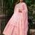 Baby pink cotton cambric dyed kurti with skirt & kota check dupatta | embroidery, mirror & lace work
