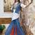 Women's pure cotton embroidered shirt, pure cotton jeans palazzo & koti set – mirror & lace work