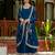 Women's teal blue faux georgette embroidered flared anarkali with dupatta set