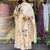 Women's white cotton thread work straight kurta with pant and dupatta set