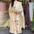 Women's white cotton thread work straight kurta with pant and dupatta set