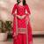 Women's embroidered vichitra silk kurta, sharara & chinon dupatta set