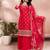Women's embroidered vichitra silk kurta, sharara & chinon dupatta set