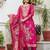 Women's pink chanderi cotton kurta, gadhwal pant & dupatta set