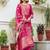 Women's pink chanderi cotton kurta, gadhwal pant & dupatta set