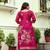 Women's pink chanderi cotton kurta, gadhwal pant & dupatta set