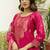 Women's pink chanderi cotton kurta, gadhwal pant & dupatta set