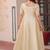Gold crush beads embroidered gown.