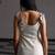 Minimalist white roman silk thread work suit set