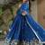 Royal blue chinon silk anarkali set