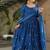 Royal blue chinon silk anarkali set